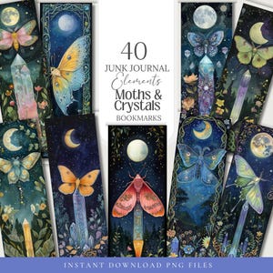 Cristais de mariposa Marcador png celta Botânico Tag Witchy Boticário Clipart Livro das Sombras Etiqueta Adesivo Efêmera Herbal Floral Sublimação