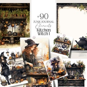 Kitchen Witch png Grimoire fussy cuts Witchy Wallpaper planner sticker Book of Shadows Witch junk journal clipart witchy Ephemera Scrapbook