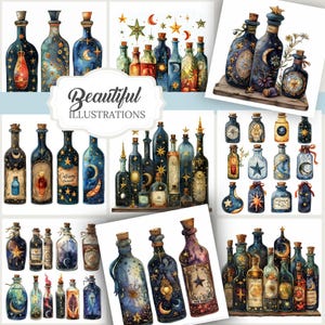Moon celestial astrology clipart featuring vintage witchy designs. Includes 20 PNG images with transparent backgrounds, perfect for digital grimoires, junk journals, planners, and more. Commercial use allowed for crafting and creative projects