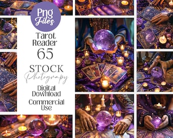 Paquete de imágenes de archivo de lectora de tarot, fotografía para uso comercial de negocios de adivinación, imágenes libres de regalías, sitio web de contenido esotérico.