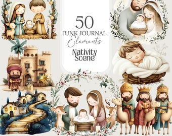 Nativity Scene PNG Clipart: Christmas Nursery Art (Digital Download)