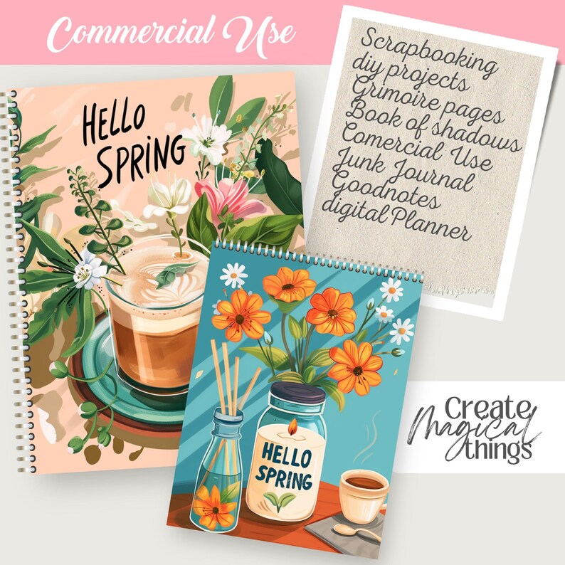 Hello Spring Illustration Set: 60+ PNG Digital Elements (commercial Use ...
