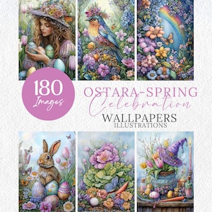 Ostara Wallpaper png Illustration Wiccan Cover Witch Grimoire Spring Wheel of the Year art Book of Shadows Pagan sublimation witchy Ephemera