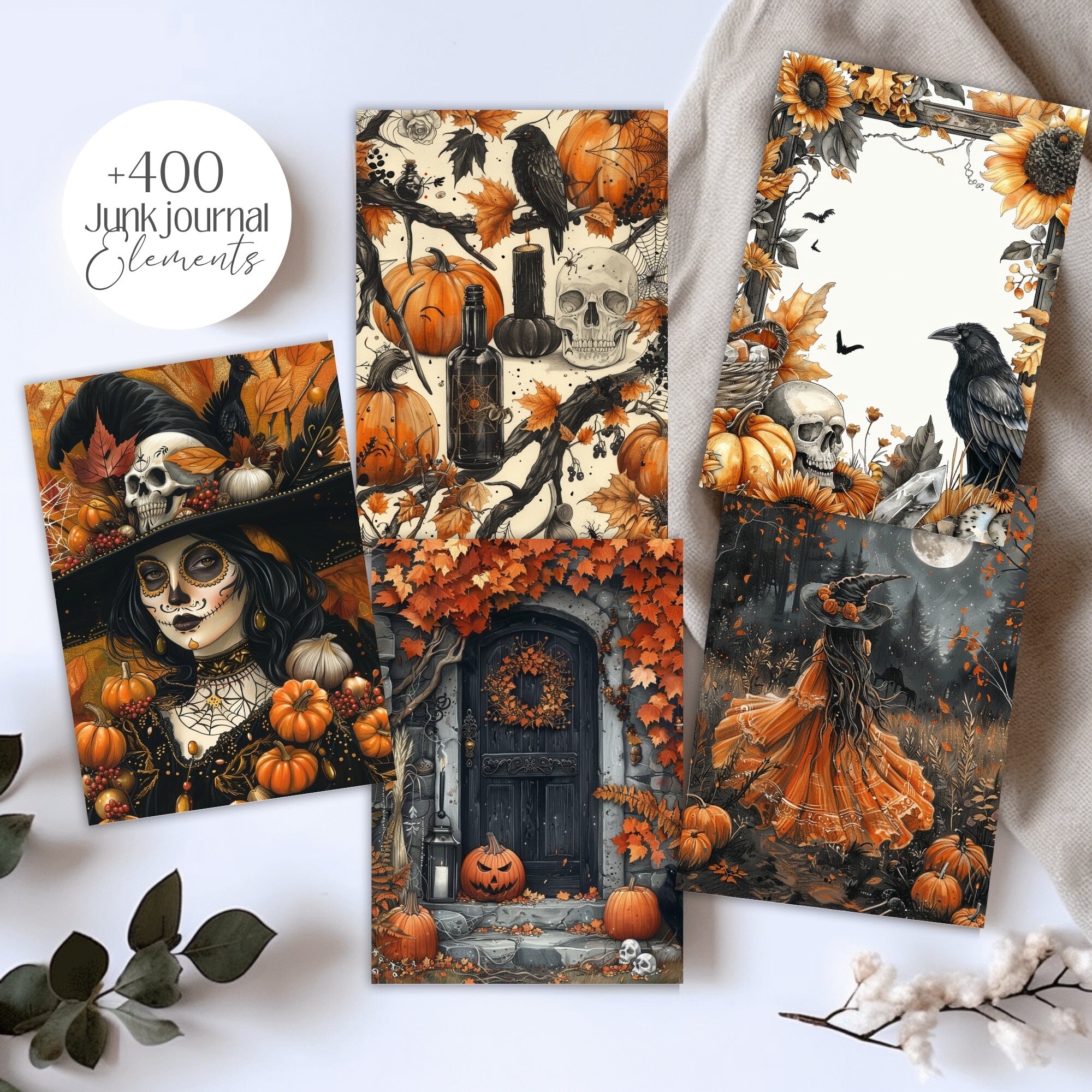 Samhain Celebration Witch Junk Journal Kit for Digital Grimoire Book of ...