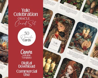 Julvinterhäxa-bekräftelsekort | Tarot, Wicca-orakellek, skräpjournal, hedniska spådomskort, redigerbar mall, utskrivbar 50 PNG