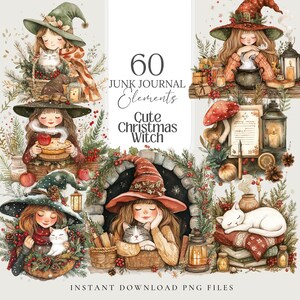 Kerst heks clipart yule Witchy PNG Witchcore planner sticker xmas grimoire heks kieskeurig gesneden xmas boek der schaduwen heks ongewenste dagboek kit