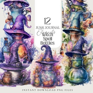 Witch Clipart: Spell Jar Potions, Witchy Planner Stickers (Digital Download)