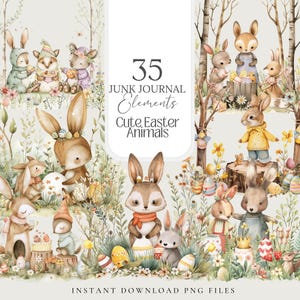 Clipart chambre d'enfant Pâques animaux Pâques Art Baby shower printemps coupe difficile Pâques art mural Pâques enfants scrapbooking Pâques Junk Journal