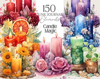 Candle Magic Clipart: Witch Grimoire Stickers, Witchy Planner (Digital Download)