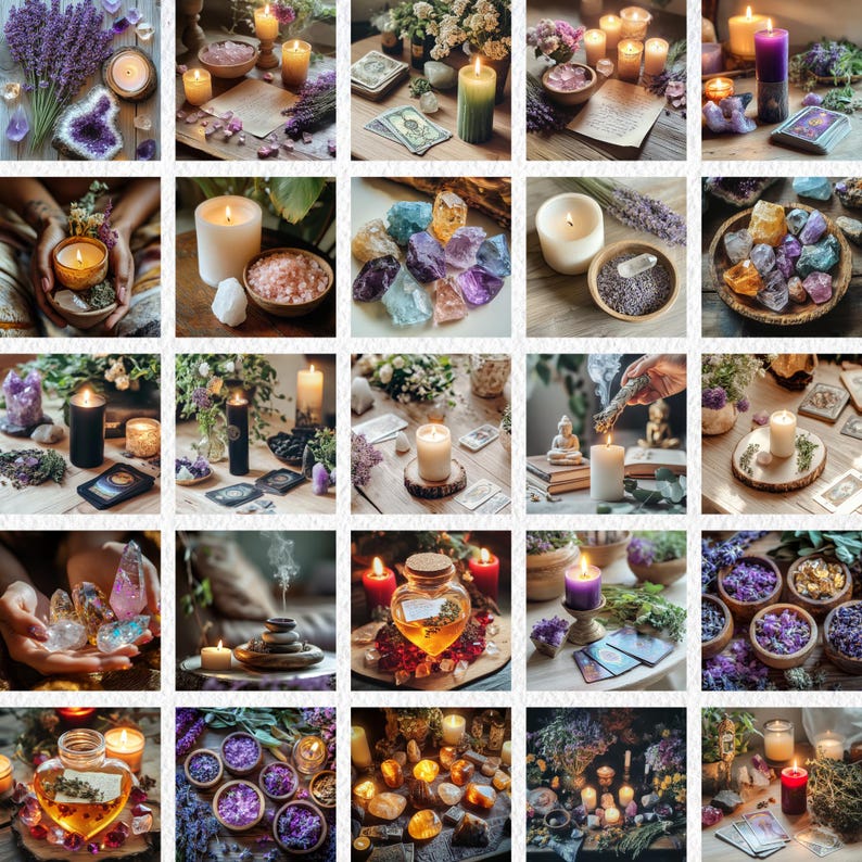 Witchy Life Tarot Reader & Spiritual Branding PNG Collection with 60 aesthetic stock photos and images. Perfect for social media, Instagram branding, scrapbooking, junk journals, tarot blog graphics, and mystical ephemera. High-quality PNGs with commercial use.