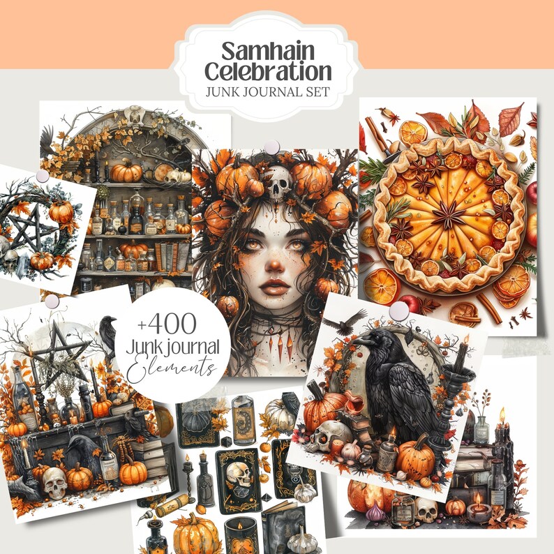 Samhain Celebration Witch Junk Journal Kit for Digital Grimoire Book of ...