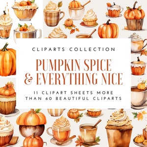 Pumpkin Spice Latte Witch Clipart Witchy Planner Stickers Wallpaper for Digital Grimoire Stickers for Book of Shadows Witch Junk Journal Kit