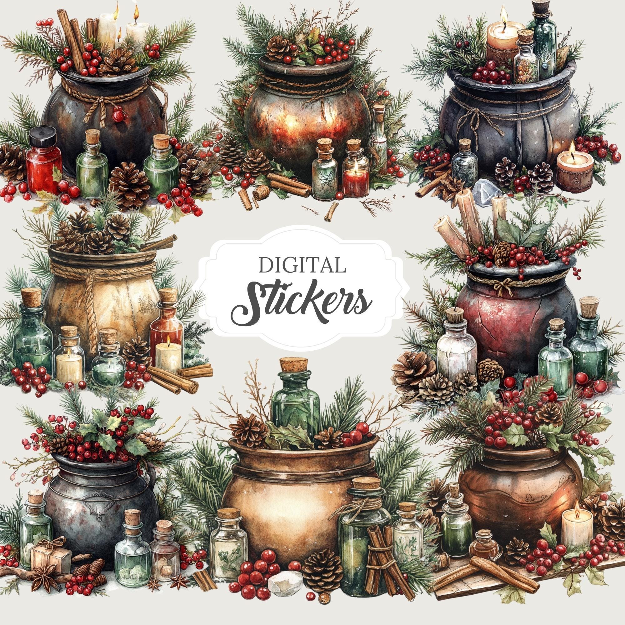 Yule Cauldron PNG Clipart: Witchy Christmas Graphics (digital Download ...