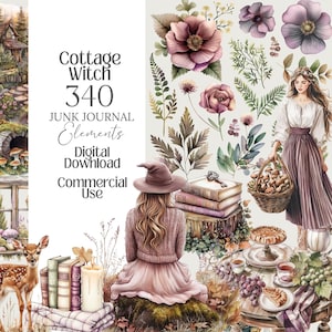 Strega Cottagecore PNG Romantica stregonesca Clip art Accogliente Rustica Cottagecore Stregonesca Ephemera Sublimazione stregonesca Adesivi romantici Scrapbook femminile
