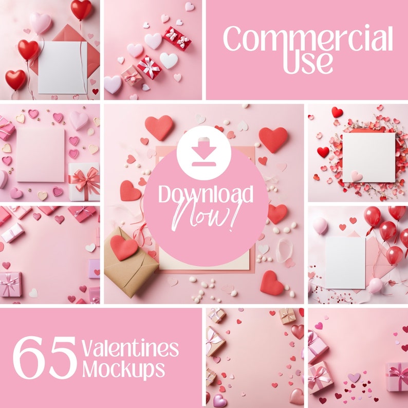 Valentines Day Flat Lay Mockup Background Bundle Png, Pink Backdrop for ...
