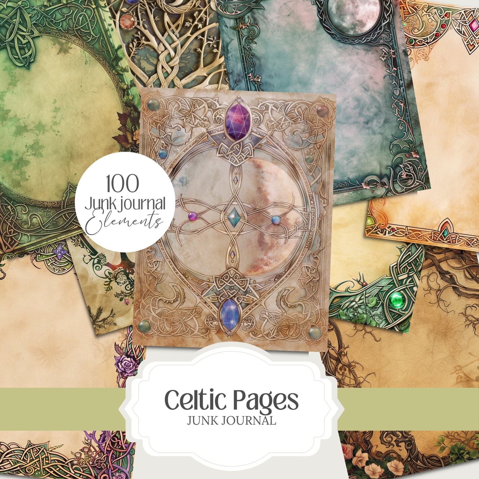 Celtic Magic Pages Png Digital Grimoire Covers for Book of Shadows ...