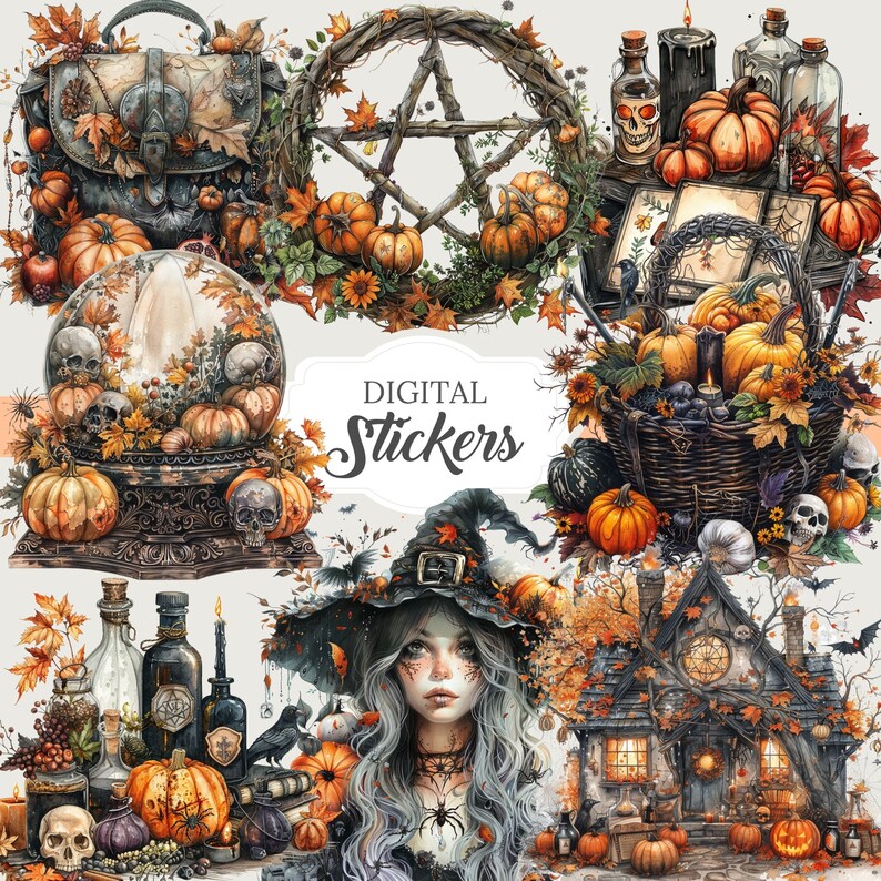 Samhain Celebration Witch Junk Journal Kit for Digital Grimoire Book of ...