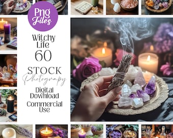 Foto de archivo de Witchy Life Imágenes espirituales Hechizo Magia fotografía Incienso pequeño negocio de cristales Vela Contenido de bruja Sitio web de lector de tarot