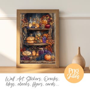 Mabon cozy harvest witchy clipart featuring over 100 PNG files, 5x7 inches each. Perfect for junk journals, grimoire pages, Book of Shadows, spell books, and fall crafts. Includes commercial use for creating spiritual and seasonal projects.