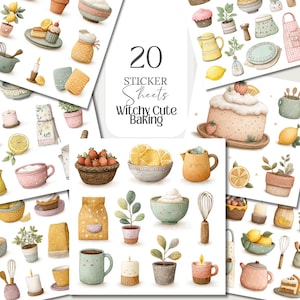 Słodkie czarownice png naklejki arkusz magiczne pieczenie czarownicy wyrafinowane cięcie przytulny czarownica życie planer naklejka domek czarownica scrapbook clipart efemeryda