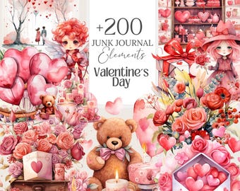 Valentijnsdag clipart: liefdesharten png-afbeeldingen (digitale download)