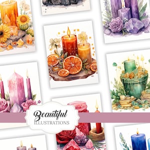 Candle Magic Witch Clipart Witchy Planner Stickers Wallpaper for Digital Grimoire Stickers for Book of Shadows, Witch Junk Journal Kit