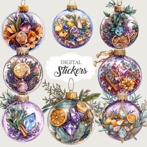 Witchy Spell Ball Ornament Potion Bottles Wiccan Pagan PNG images,  Ideal for clipart, stickers, scrapbooking, fussy cuts, illustrations, junk journals, planners, designs, grimoire, Book of Shadows