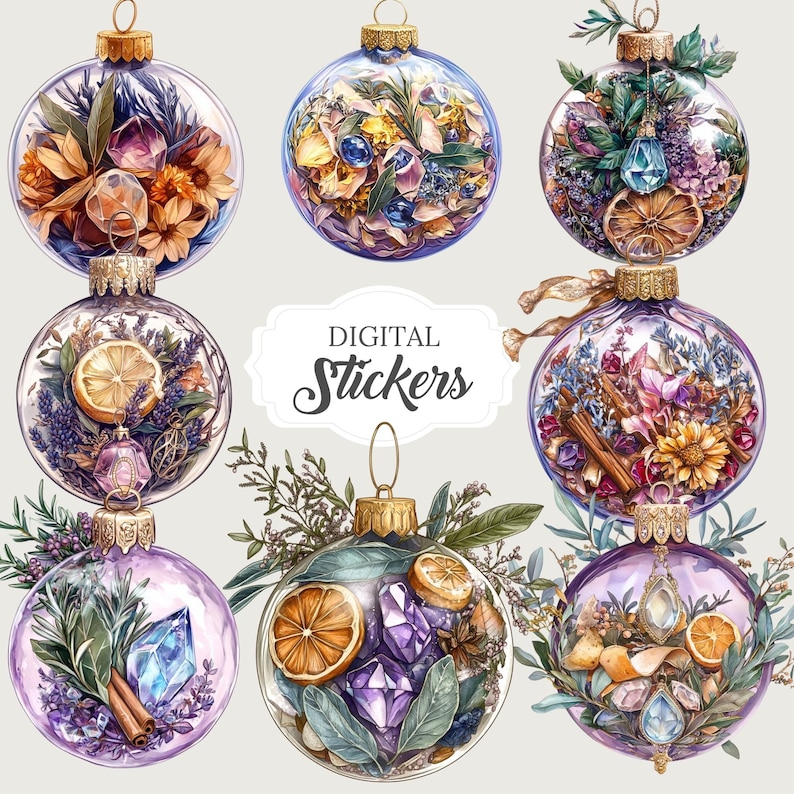 Witchy Spell Ball Ornament Potion Bottles Wiccan Pagan PNG images,  Ideal for clipart, stickers, scrapbooking, fussy cuts, illustrations, junk journals, planners, designs, grimoire, Book of Shadows