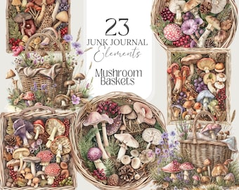 Pilz Korb PNG Clipart: Cottagecore Ephemera (Digitaler Download)