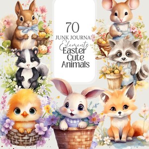 Pâques animaux mignons PNG Pâques clipart chambre d'enfant printemps bébé Design nidification fête chambre de bébé art mural Scrapbook de Pâques éphémères sublimation