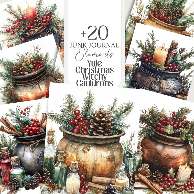 Yule Cauldron PNG Clipart: Witchy Christmas Graphics (digital Download ...