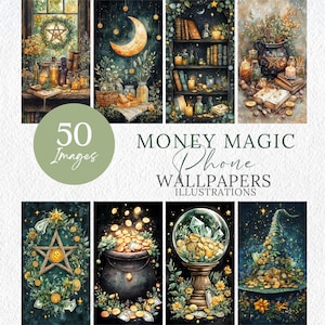 Money Magic Png Sfondo del telefono abbondanza Strega clipart Wicca grafica Storie di Instagram Strega ricca Album di ritagli Etichetta regalo Grimorio Diario spazzatura