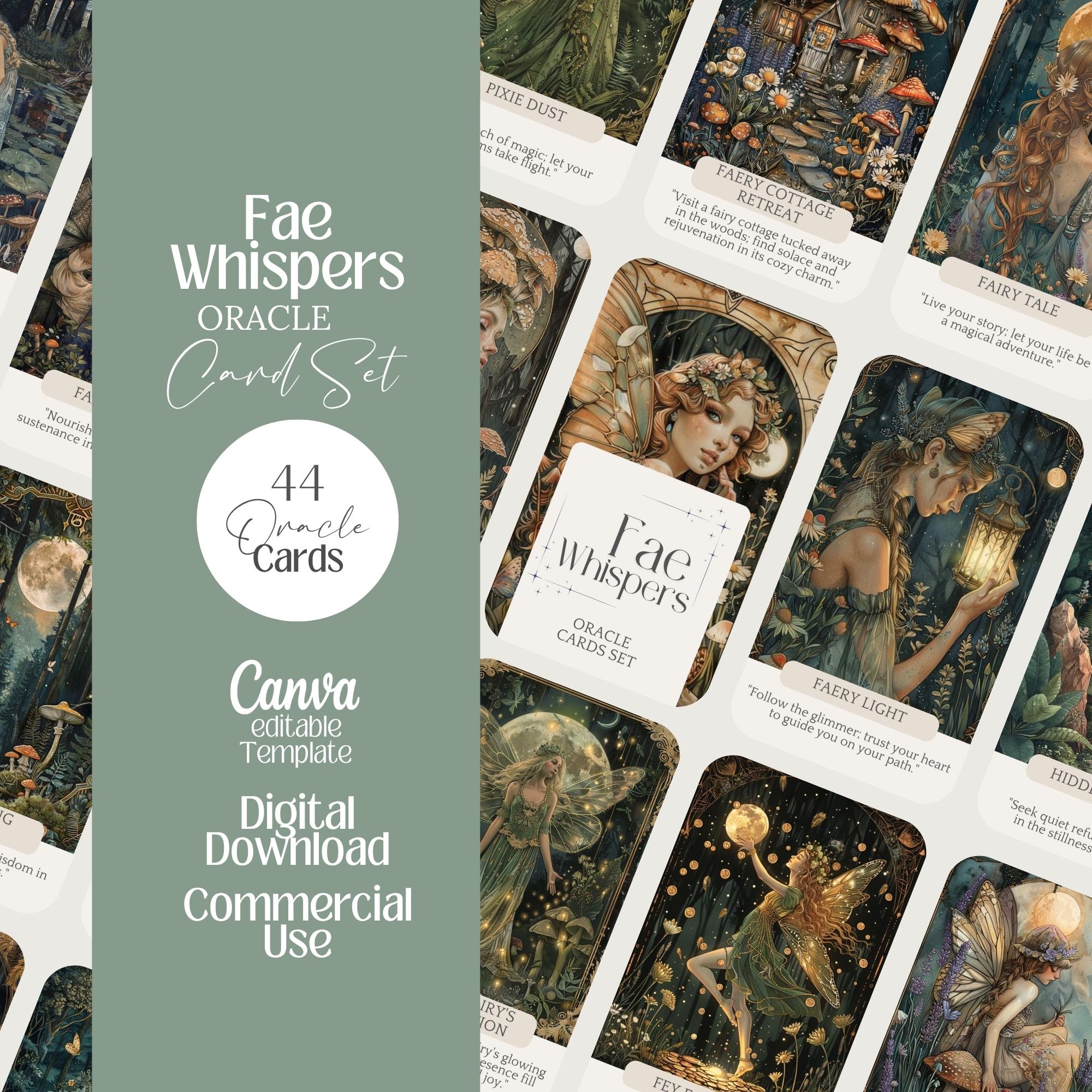Fae Whispers Oracle Cards: Faery Divination Set (canva Template