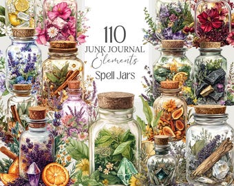 Spell Jars png Witchy Stickers Potion Clipart Book Of shadows digital Grimoire witchy Junk Journal Wicca pagan decor fussy cut