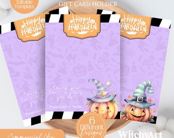 Halloween Gift Card Holder, Editable Printable Template