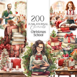 Noël école png Noël clipart Noël salle de classe décoration Noël professeur carte Noël école planificateur Sticker Journal de Noël Scrapbook éphémères