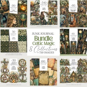 Celtic Witch Clipart Mega Bundle Wiccan png Pagan Witchy grimoire Celtic Junk journal Bookmarks Celtic Scrapbook Paper ephemera Celtic art