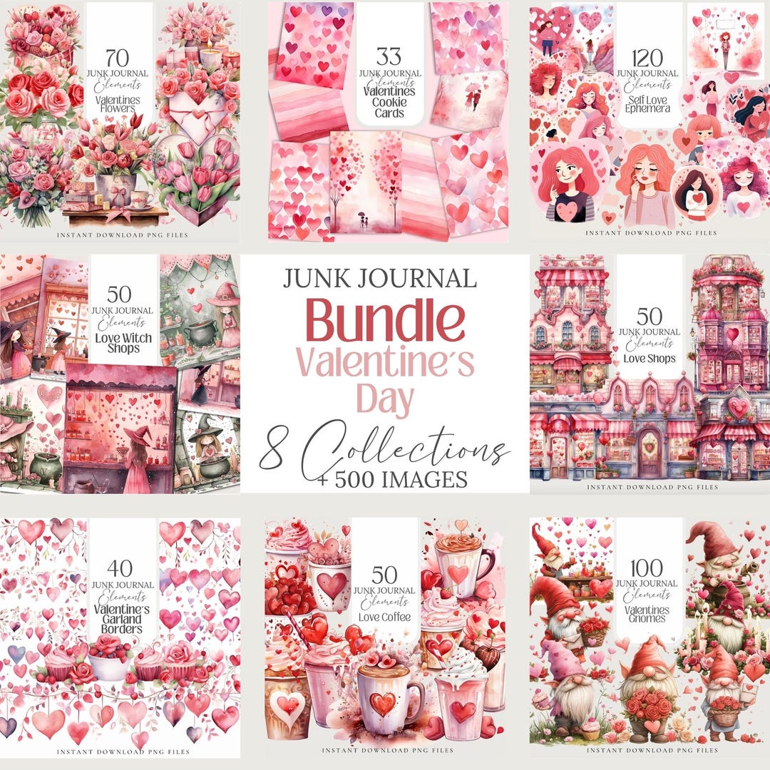 Valentines Day Png Clipart Mega Bundle Love Png Cute Love Junk Journal ...