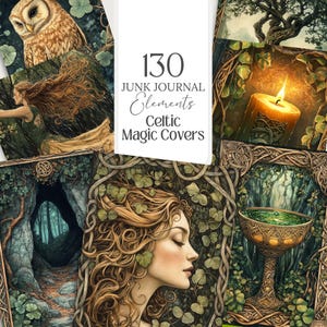 Magia de bruja celta / Bruja verde 130 ilustraciones PNG para Libro de las sombras, Grimorio digital, Diario basura, Álbum de recortes, Tarjetas, Etiquetas, Manualidades