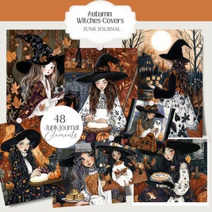Mabon Autumn Fall Witches Png Junk Journal Covers for Digital Grimoire ...