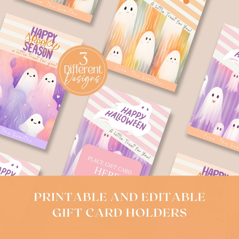 Printable Halloween Ghost Gift Card Holder and Editable Canva Template ...