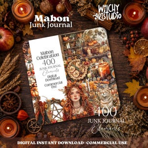 Kit de diario de brujas para la celebración de Mabon, grimorio digital, libro de las sombras, planificador de brujas, papelería imprimible de Wicca, rueda del año.