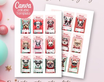 Christmas Dog Gift Tags, Holiday Puppy Treats (Editable Canva Templates)