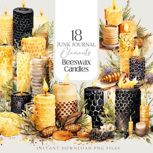 BeesWax Candle Witch Clipart Witchy Planner Stickers Wallpaper for Digital Grimoire Stickers for Book of Shadows, Witch Junk Journal Kit