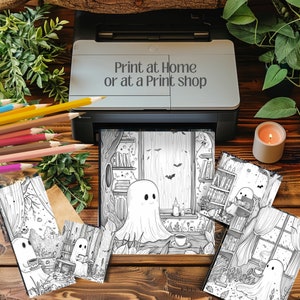 Cute Ghost 3 halloween spooky Coloring Pages book kawaii, anime, scary, teen party, kids activities, magic grayscale, witch, stress relief
