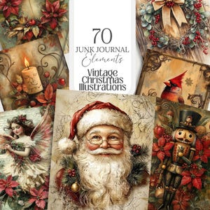 Diario basura navideño vintage PNG, papel para álbum de recortes navideño, ilustración navideña, artesanía, efímera, arte mural navideño, tarjeta, papelería navideña, portada navideña