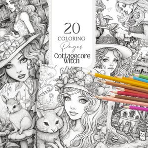 Fairy Witchy Coloring page png Cottagecore Fantasy page Cute Girl Adult coloring drawing Fairycore coloring book Printable coloring Faery