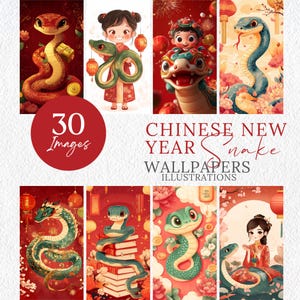 Ano Novo Chinês png Papel de Parede Ano da Cobra Arte de Parede Efêmera Chinesa Ilustrações de sorte Cartaz de porcelana de sublimação chinesa Álbum de recortes gráfico