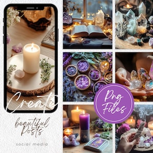Witchy Life Tarot Reader & Spiritual Branding PNG Collection with 60 aesthetic stock photos and images. Perfect for social media, Instagram branding, scrapbooking, junk journals, tarot blog graphics, and mystical ephemera. High-quality PNGs with commercial use.