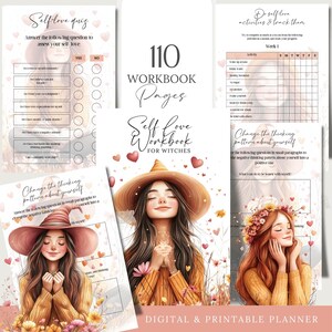 Self Love PNG Witchy Workbook Printable Witch Self Care Journal Love Magic Grimoire Book of Shadows Planer Witchy Selbstwertgefühl Notizbuch